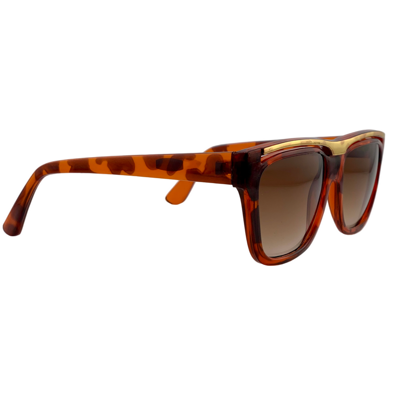 TORT/GOLD SQUARE FRAME WITH BROWN GRAD LENSES