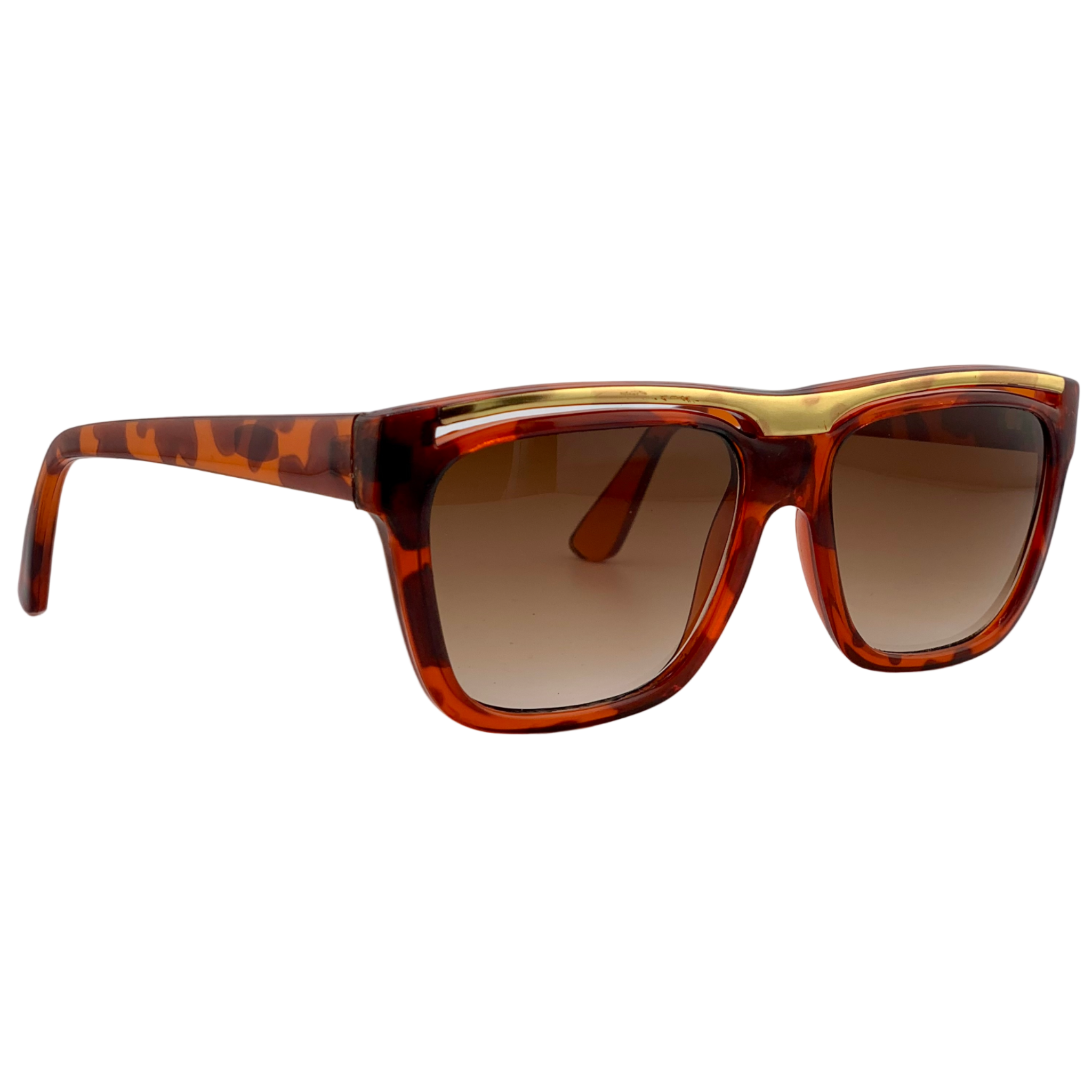 TORT/GOLD SQUARE FRAME WITH BROWN GRAD LENSES