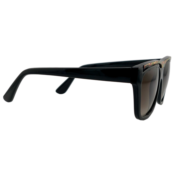 BLACK/MULTI SQUARE FRAME WITH BROWN GRAD LENSES