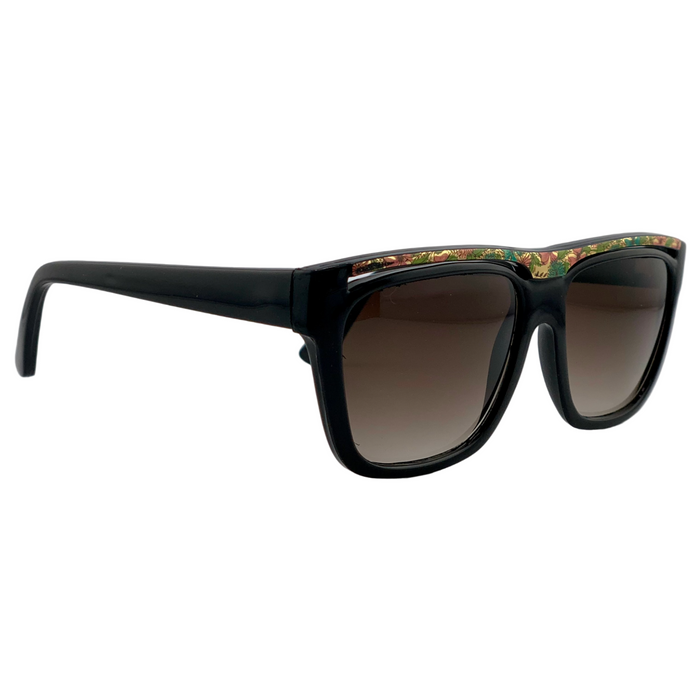 BLACK/MULTI SQUARE FRAME WITH BROWN GRAD LENSES