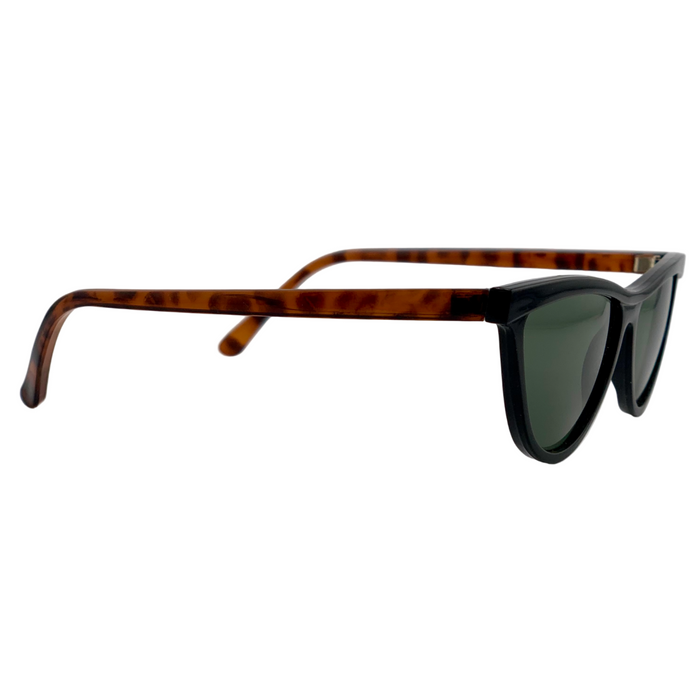 BLACK/TORT CAT EYE FRAME WITH GREEN LENSES