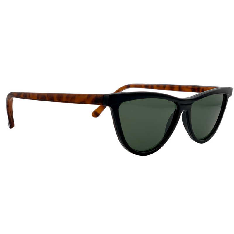 BLACK/TORT CAT EYE FRAME WITH GREEN LENSES