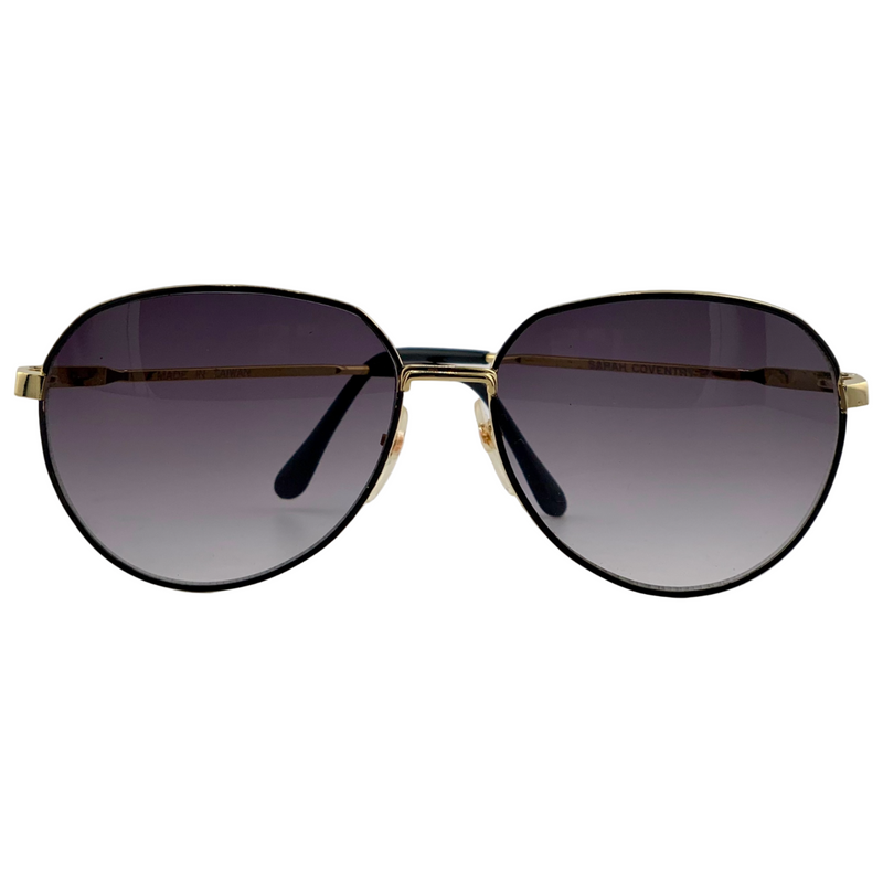 BLACK/GOLD ROUND METAL FRAME WITH GREY GRAD LENSES