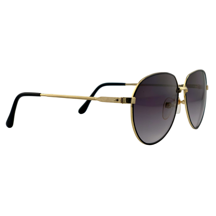 BLACK/GOLD ROUND METAL FRAME WITH GREY GRAD LENSES
