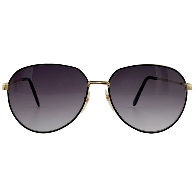 BLACK/GOLD ROUND METAL FRAME WITH GREY GRAD LENSES