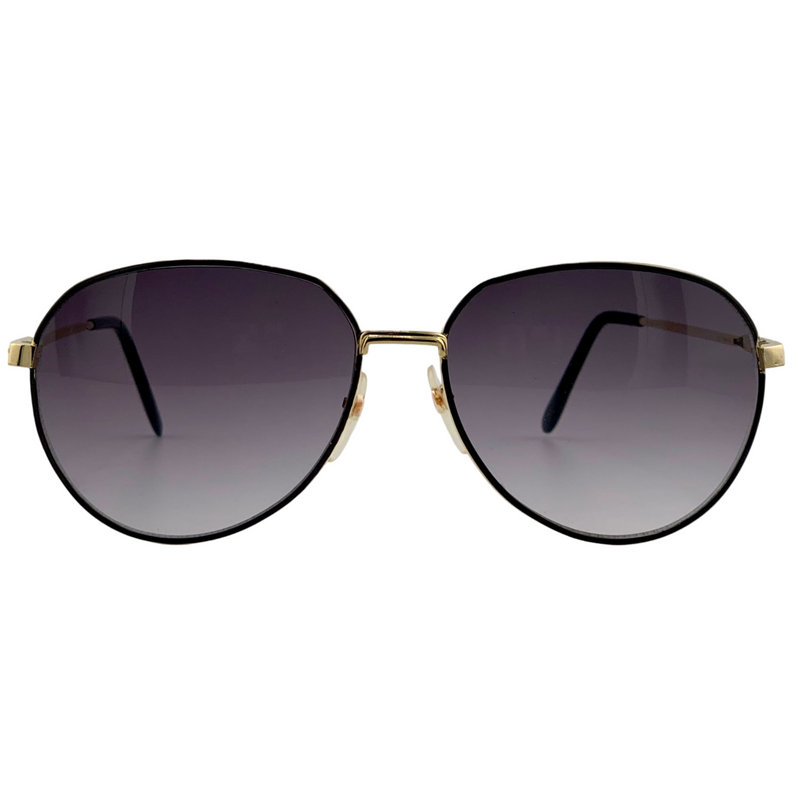 BLACK/GOLD ROUND METAL FRAME WITH GREY GRAD LENSES