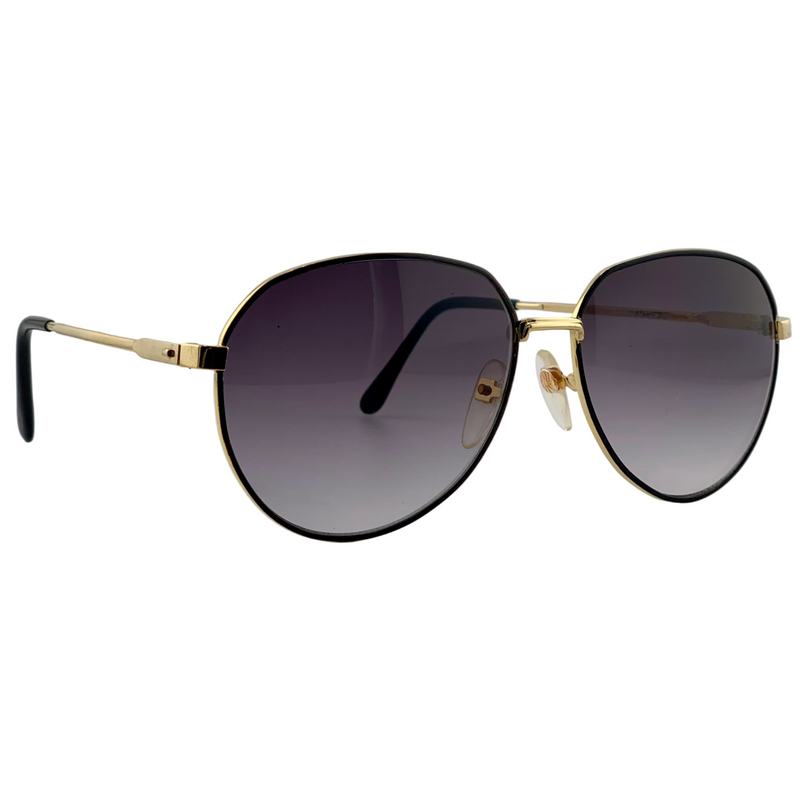 BLACK/GOLD ROUND METAL FRAME WITH GREY GRAD LENSES