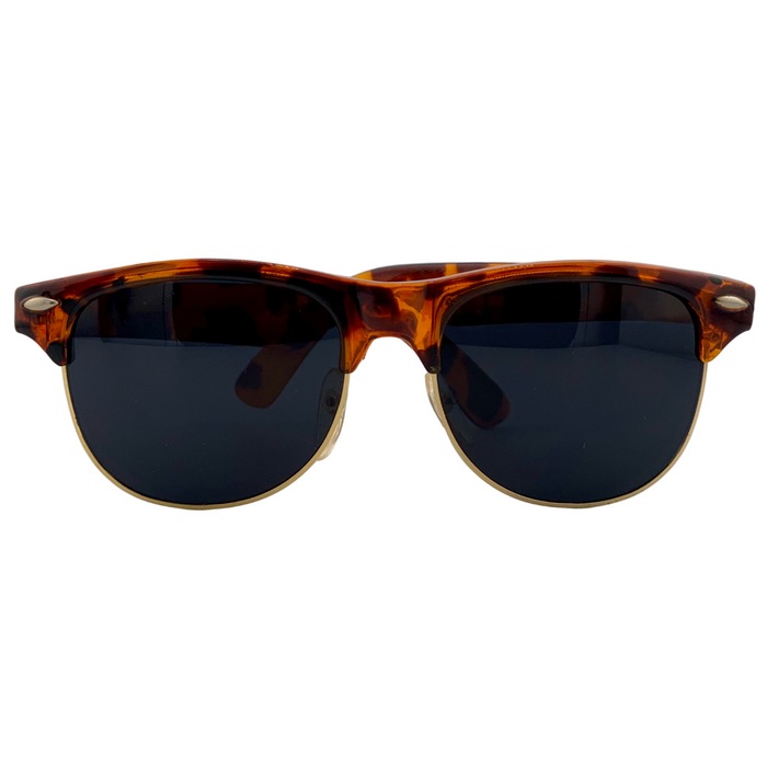 BROWN TORT/GOLD WAYFARER WITH BLACK LENSES
