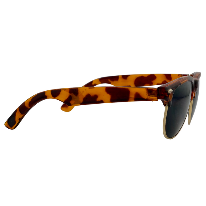 BROWN TORT/GOLD WAYFARER WITH BLACK LENSES