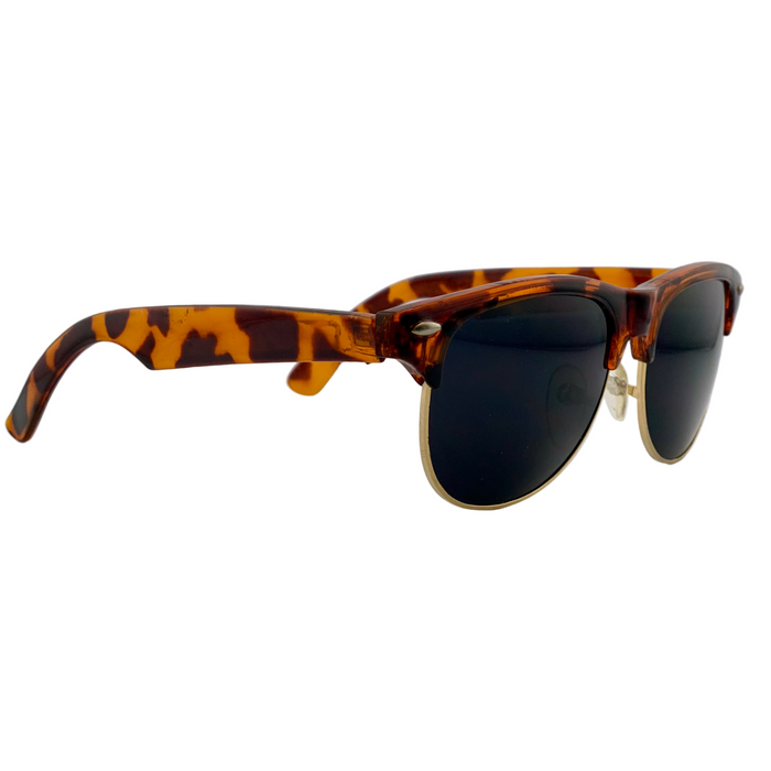 BROWN TORT/GOLD WAYFARER WITH BLACK LENSES