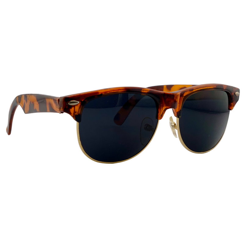 BROWN TORT/GOLD WAYFARER WITH BLACK LENSES