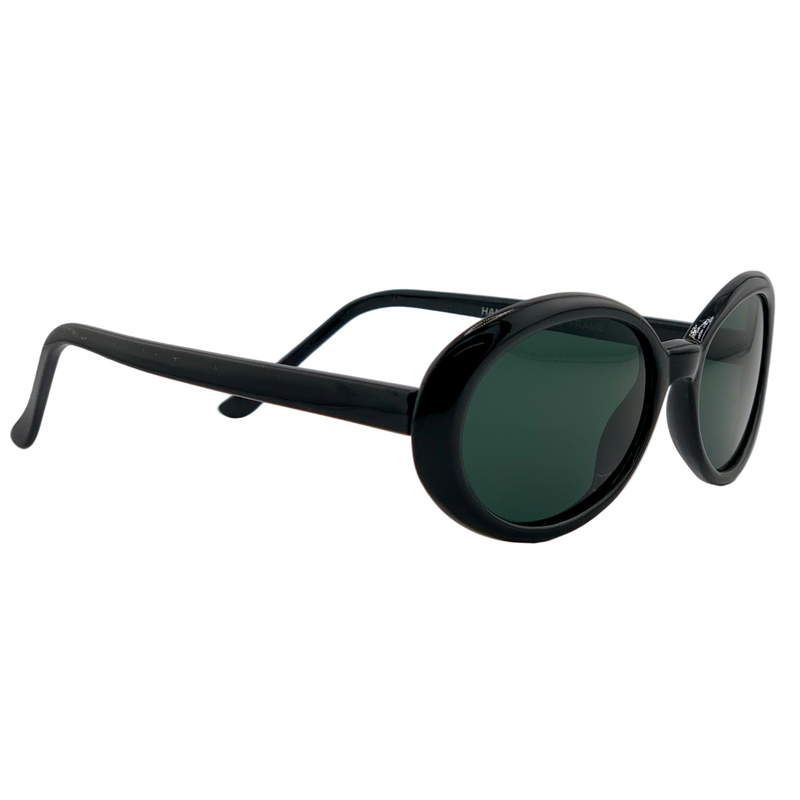 BLACK OVAL FRAME WITH GREEN LENSES
