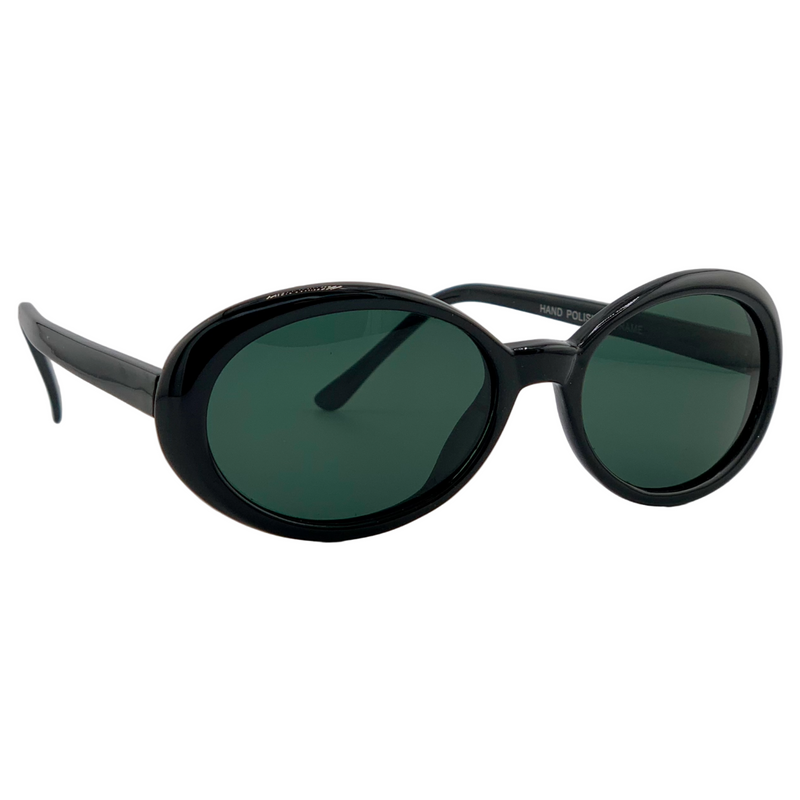 BLACK OVAL FRAME WITH GREEN LENSES