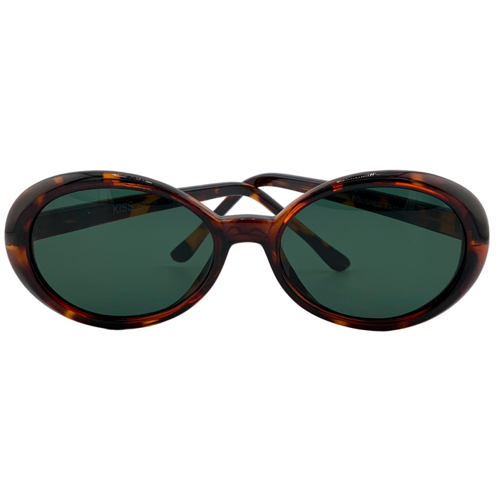 BROWN TORT OVAL FRAME WITH GREEN LENSES