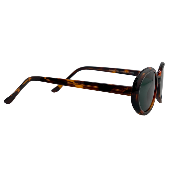 BROWN TORT OVAL FRAME WITH GREEN LENSES