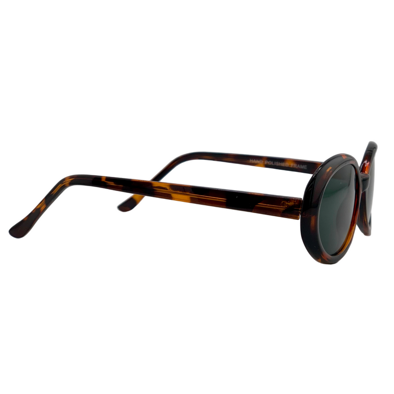 BROWN TORT OVAL FRAME WITH GREEN LENSES