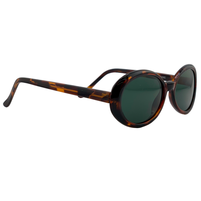 BROWN TORT OVAL FRAME WITH GREEN LENSES