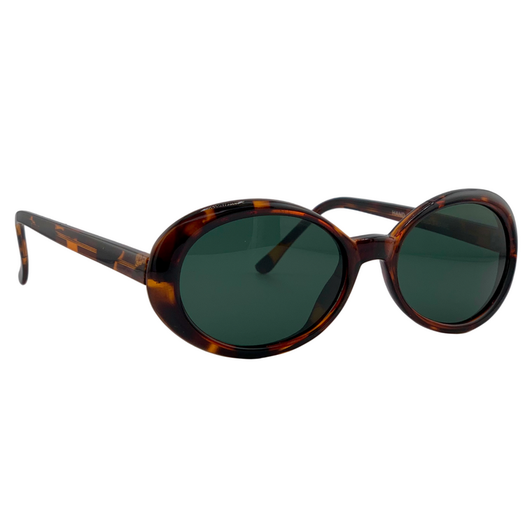 BROWN TORT OVAL FRAME WITH GREEN LENSES