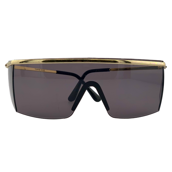 GOLD METAL VISOR FRAME WITH SMOKE LENSES
