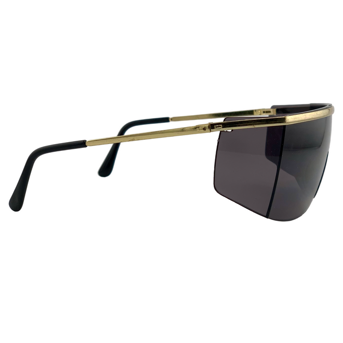 GOLD METAL VISOR FRAME WITH SMOKE LENSES