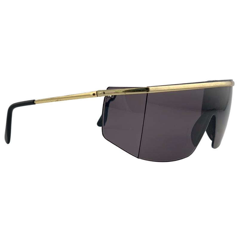 GOLD METAL VISOR FRAME WITH SMOKE LENSES