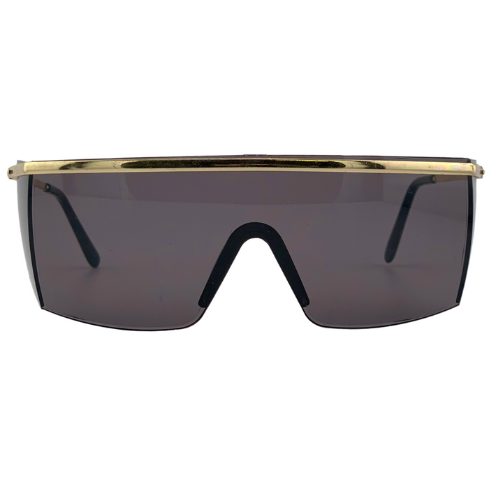 GOLD METAL VISOR FRAME WITH SMOKE LENSES