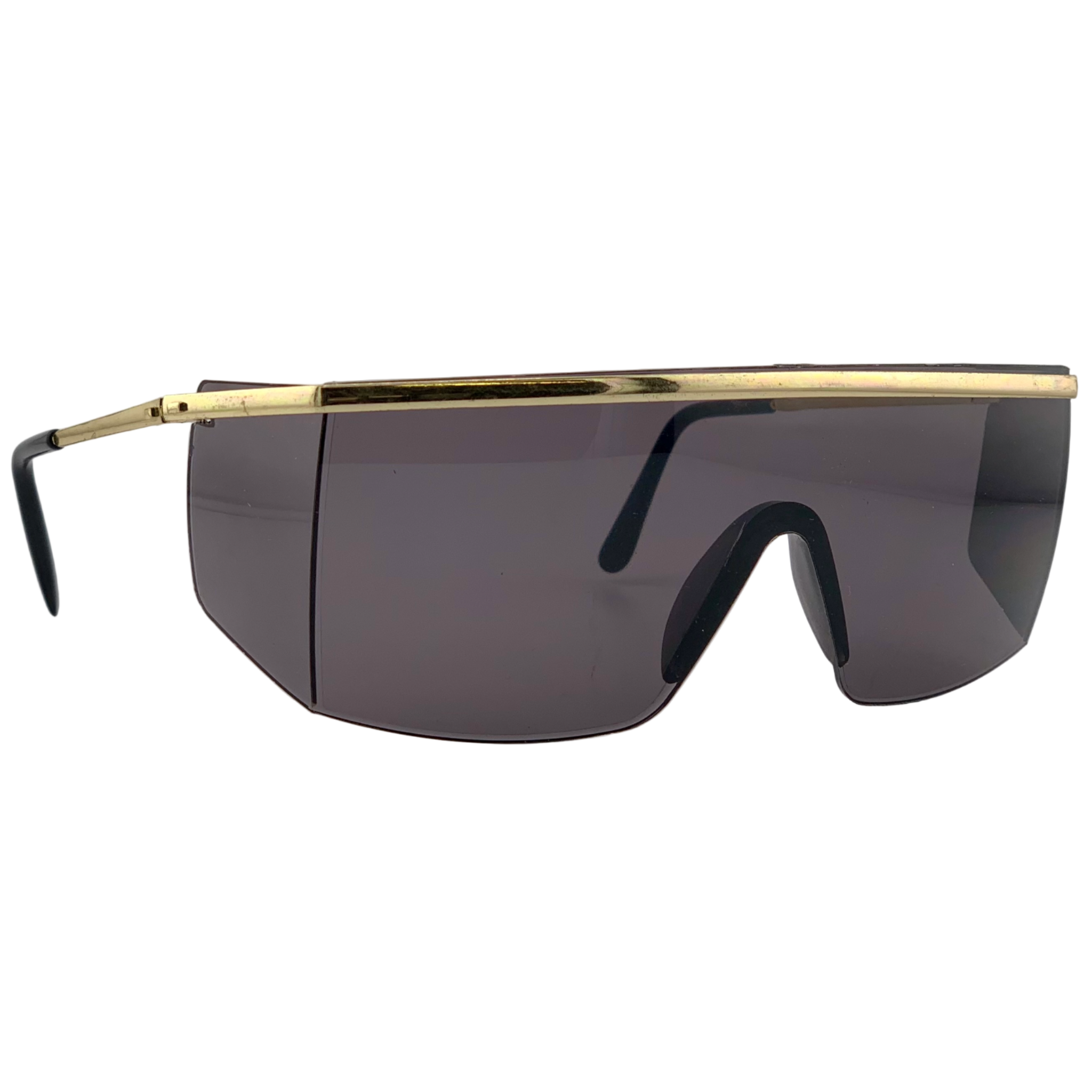 GOLD METAL VISOR FRAME WITH SMOKE LENSES