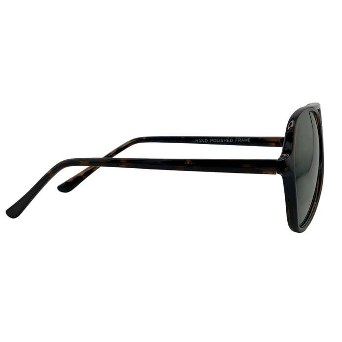 DARK BROWN TORT AVIATOR FRAME WITH GREEN LENSES