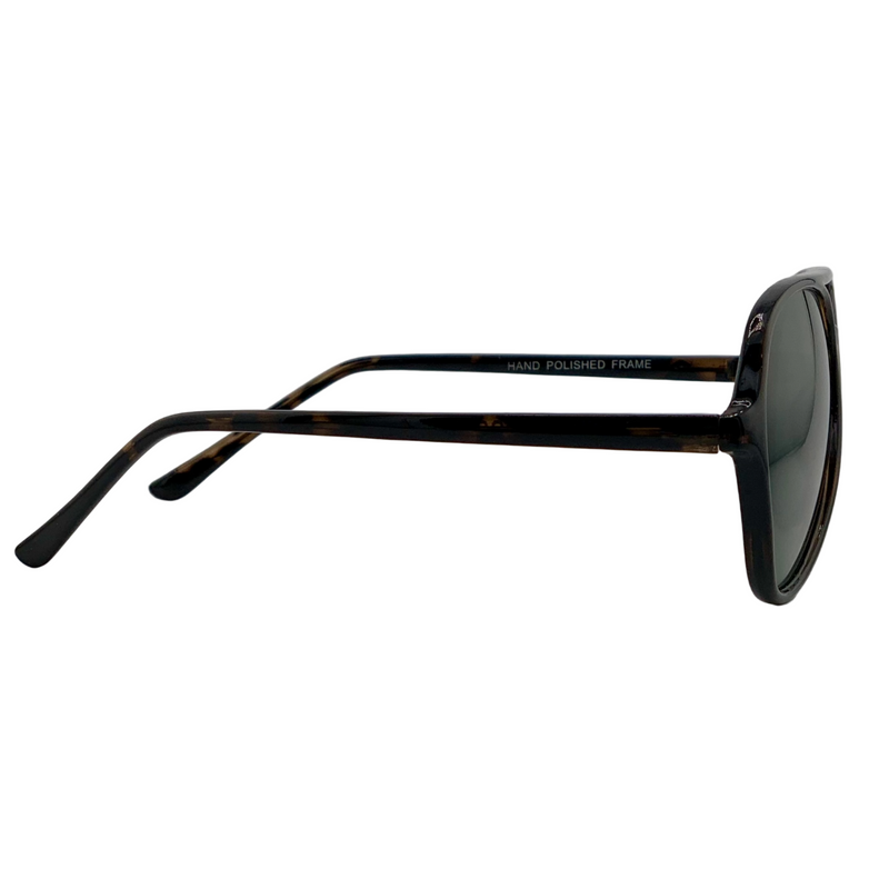 DARK BROWN TORT AVIATOR FRAME WITH GREEN LENSES