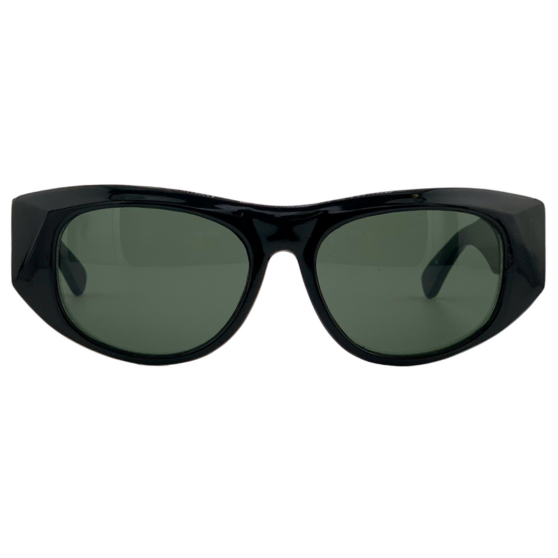 BLACK OVAL FRAME WITH GREEN LENSES