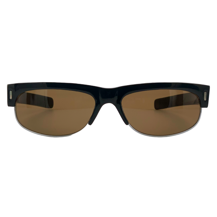 BLACK RECTANGLE FRAME WITH BROWN LENSES