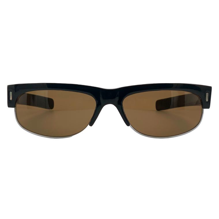 BLACK RECTANGLE FRAME WITH BROWN LENSES
