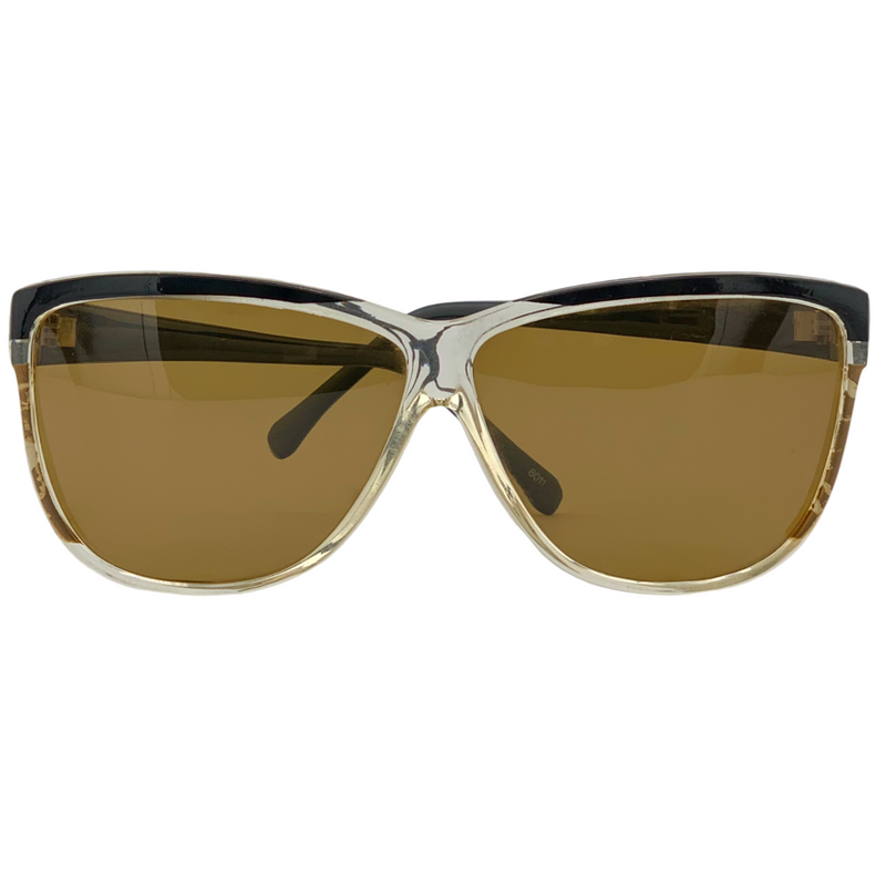 BLACK/CLEAR SQUARE FRAME WITH BROWN LENSES