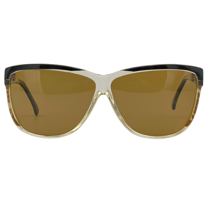 BLACK/CLEAR SQUARE FRAME WITH BROWN LENSES