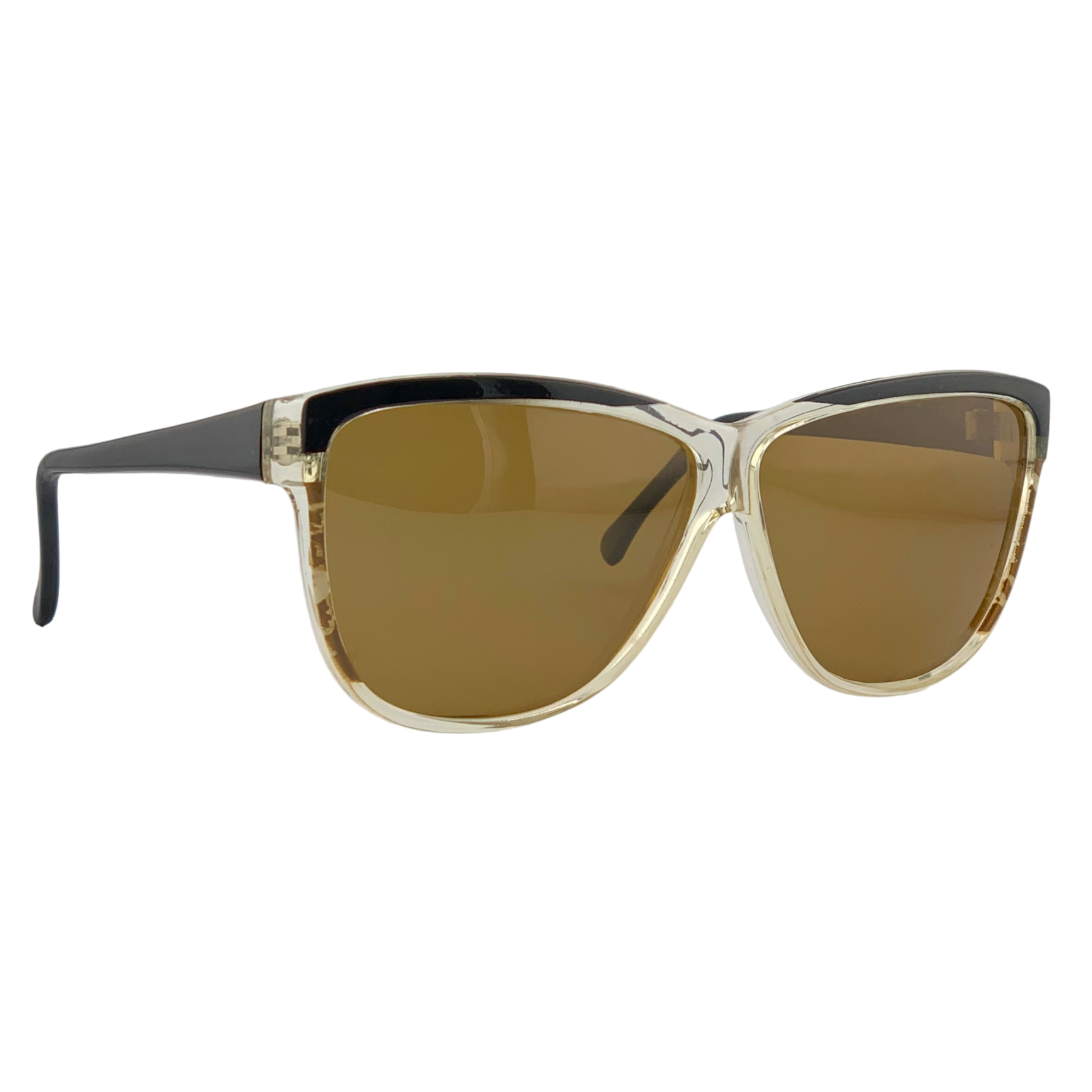 BLACK/CLEAR SQUARE FRAME WITH BROWN LENSES