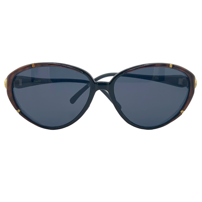 BROWN/GOLD CAT EYE FRAME WITH SMOKE LENSES