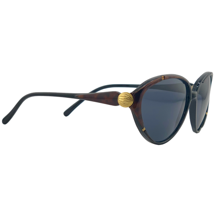 BROWN/GOLD CAT EYE FRAME WITH SMOKE LENSES