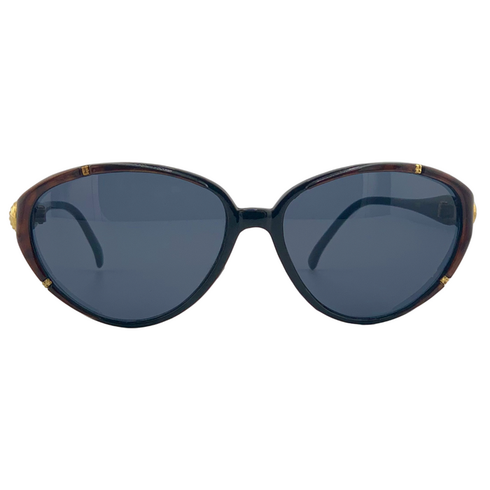 BROWN/GOLD CAT EYE FRAME WITH SMOKE LENSES