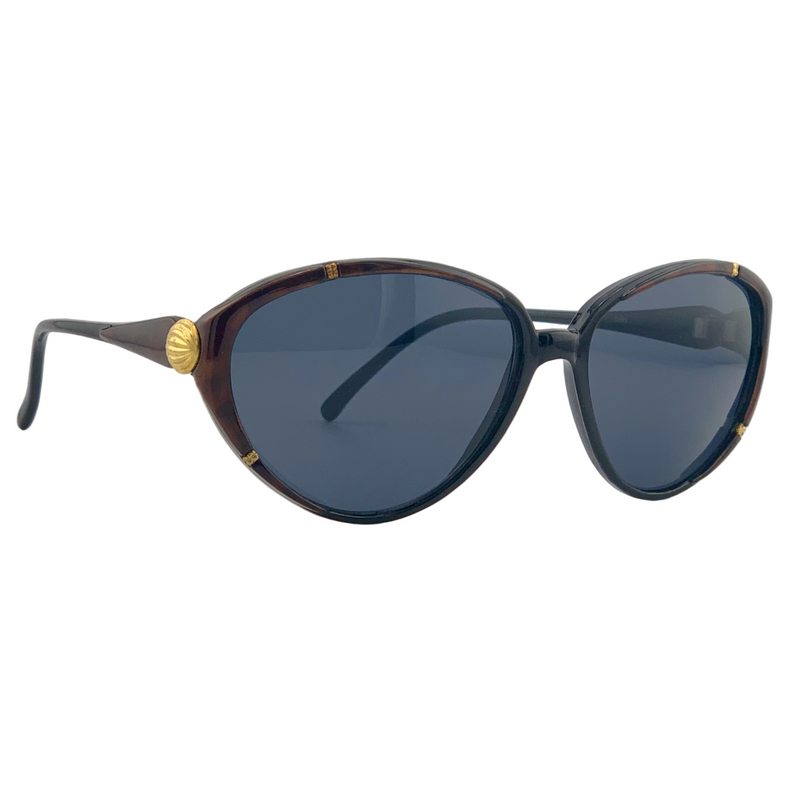 BROWN/GOLD CAT EYE FRAME WITH SMOKE LENSES