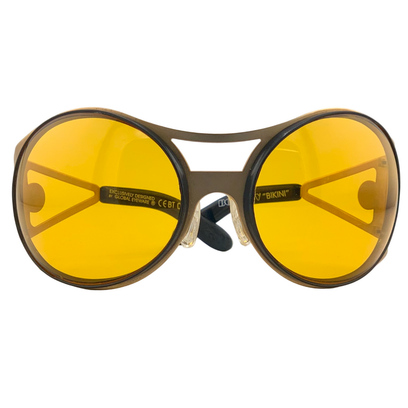 GOLD ROUND VISOR FRAME WITH YELLOW LENSES