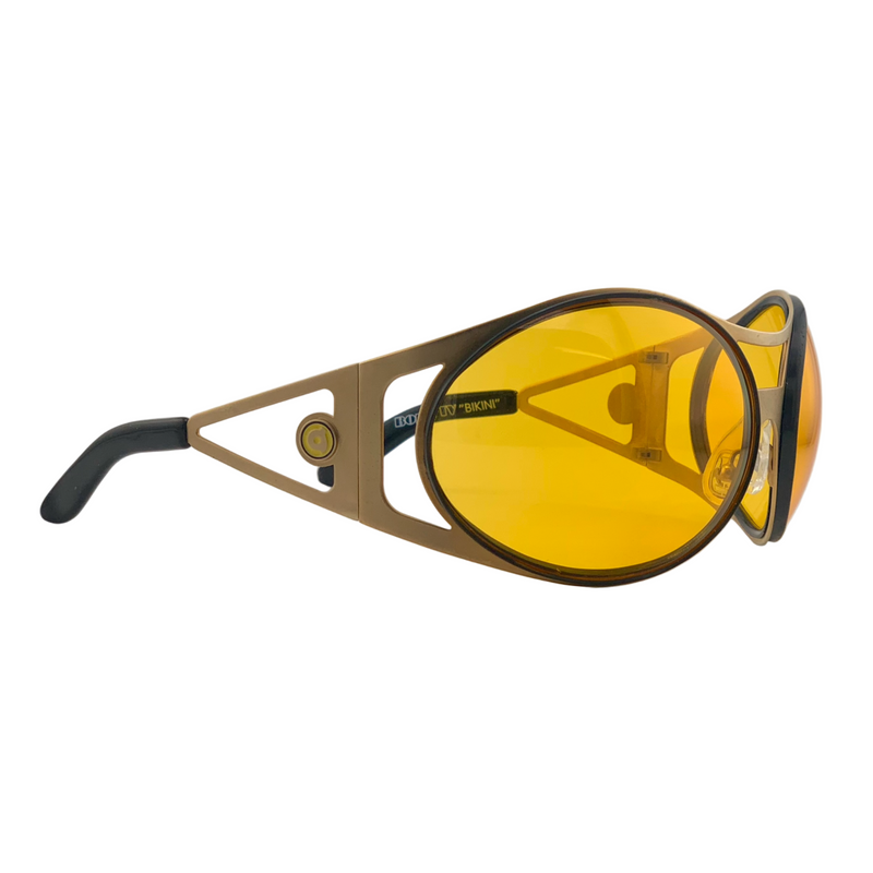 GOLD ROUND VISOR FRAME WITH YELLOW LENSES