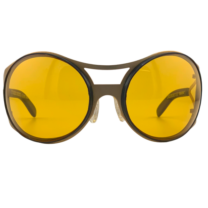 GOLD ROUND VISOR FRAME WITH YELLOW LENSES