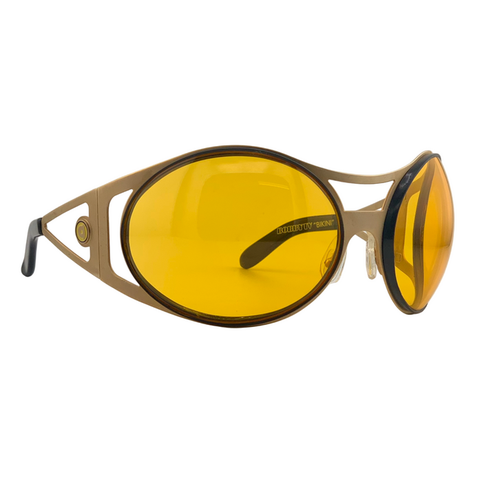 GOLD ROUND VISOR FRAME WITH YELLOW LENSES