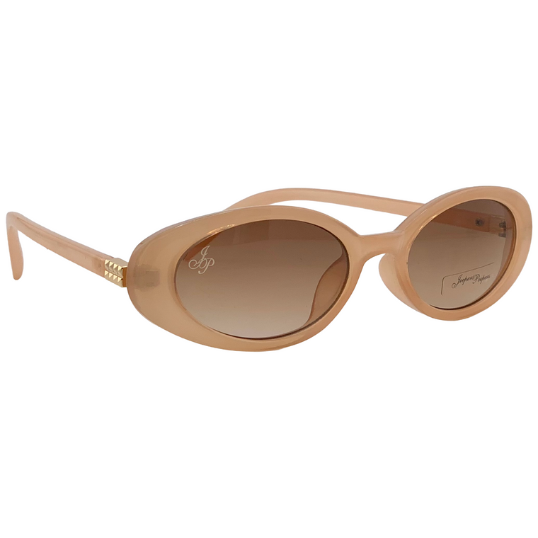 PEACH OVAL FRAME WITH BROWN LENSES