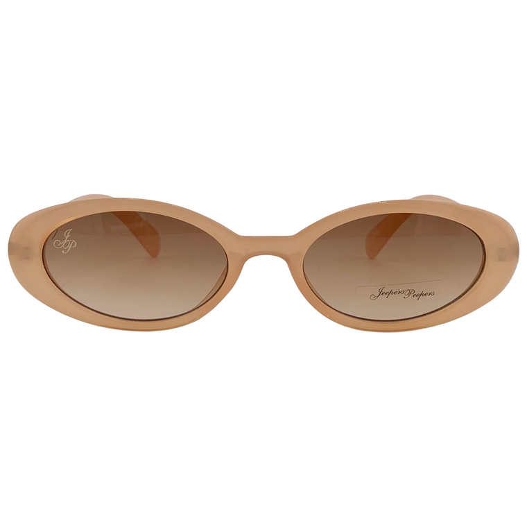 PEACH OVAL FRAME WITH BROWN LENSES