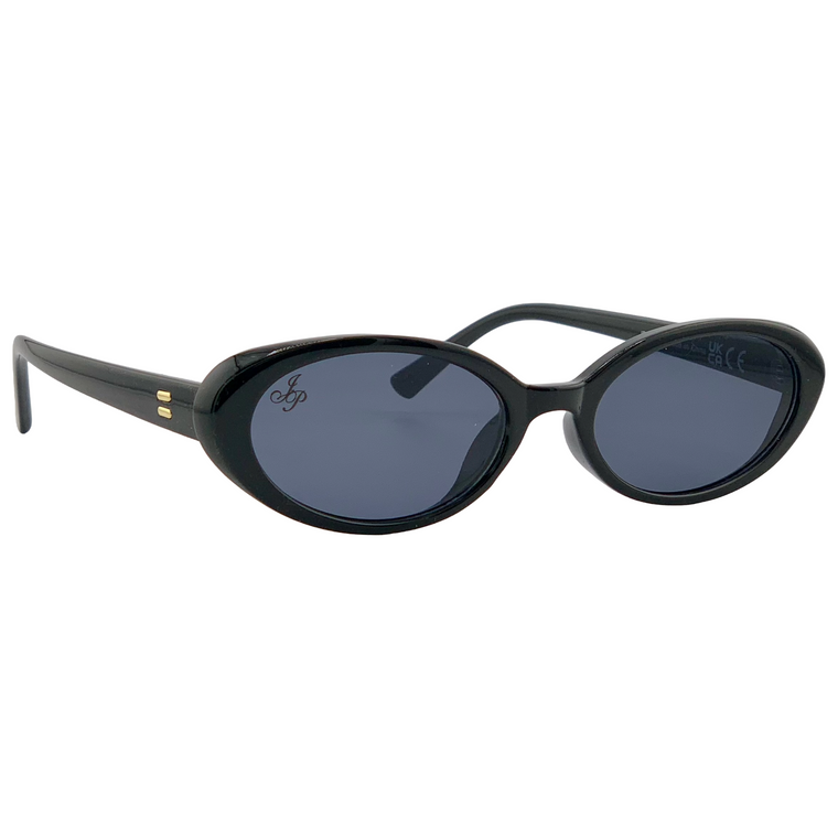 BLACK OVAL FRAME WITH BLACK LENSES