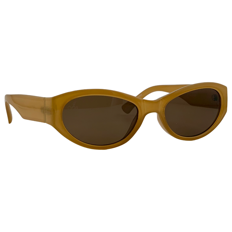 YELLOW OVAL FRAME WITH BROWN LENSES