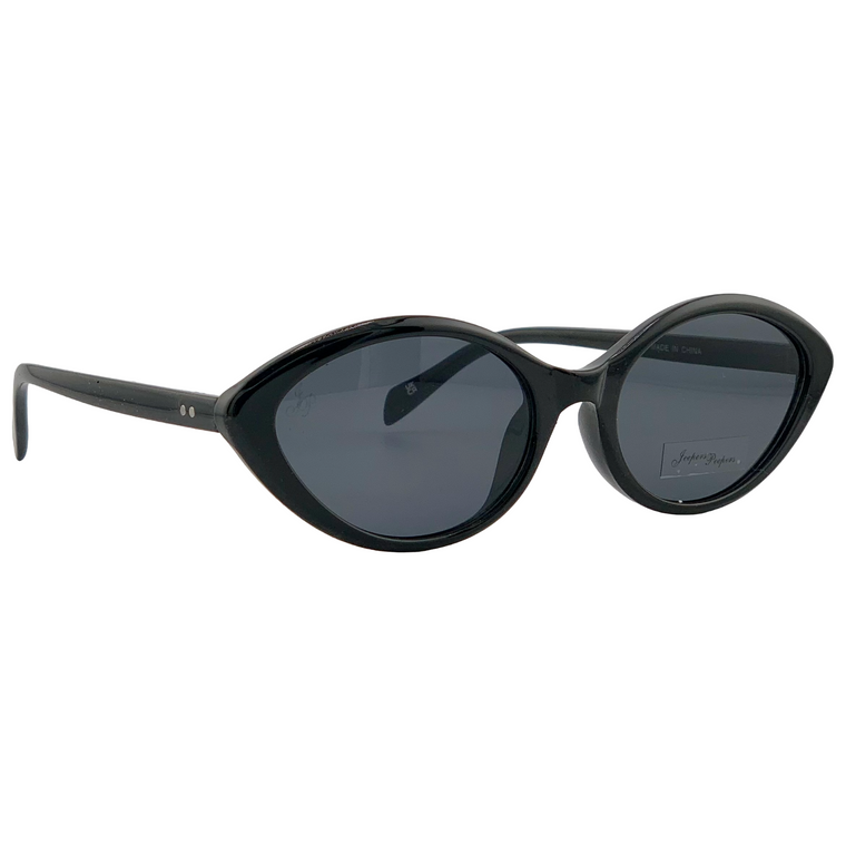 BLACK OVAL FRAME WITH BLACK LENSES