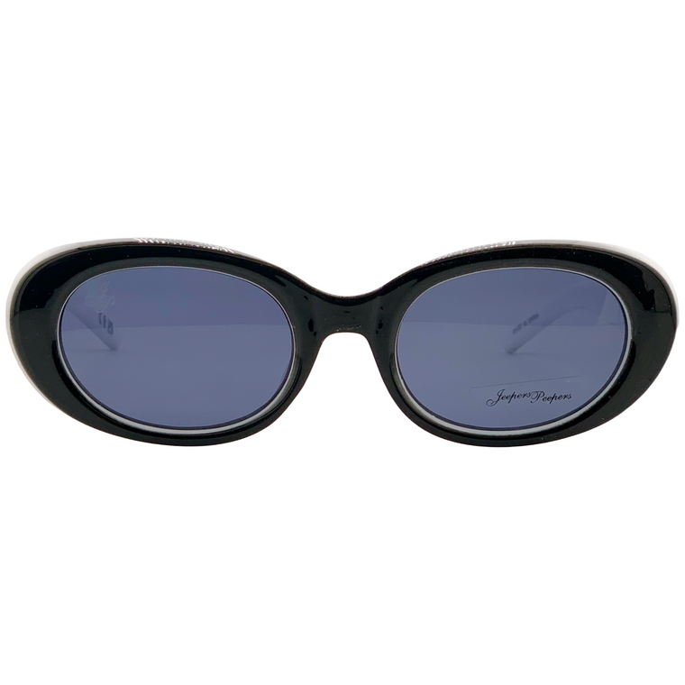 BLACK/WHITE OVAL FRAME WITH BLACK LENSES