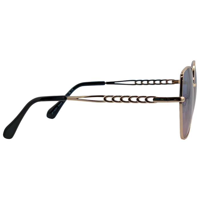 GOLD SQUARE METAL FRAME WITH BLUE TO PINK GRAD LENSES
